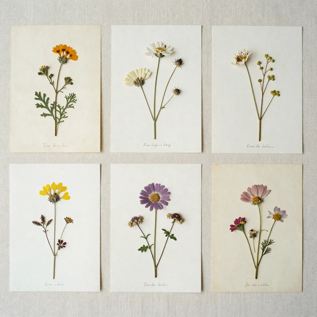 Pressed flower arrangement
