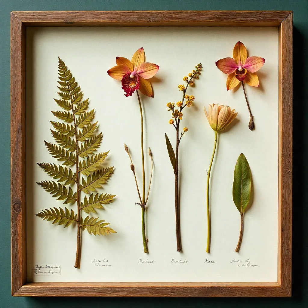 Framed herbarium specimen